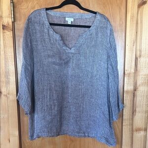J Jill purejill Linen white, black turns to gray Women's Top Size XL